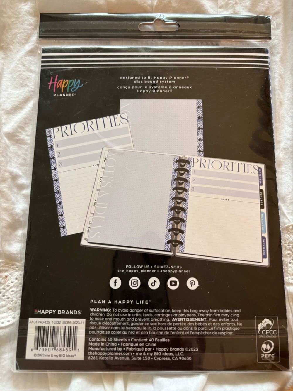 Happy Planner Blue & White Priorities Notepad - Classic Pattern - Picture 2 of 2